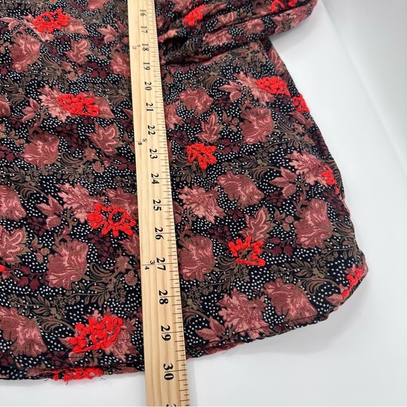 Zara Top Women Small Brown Red Embroidered Dress Long Sleeve Lightweight Boho - Picture 9 of 9